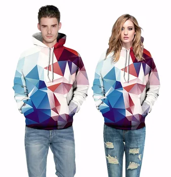 

LOVE SPARK New 3D Long Sleeve Womens Hoodies Pull Over S To 3XL Geometric Print Unisex Lovers Street Workout Clothes