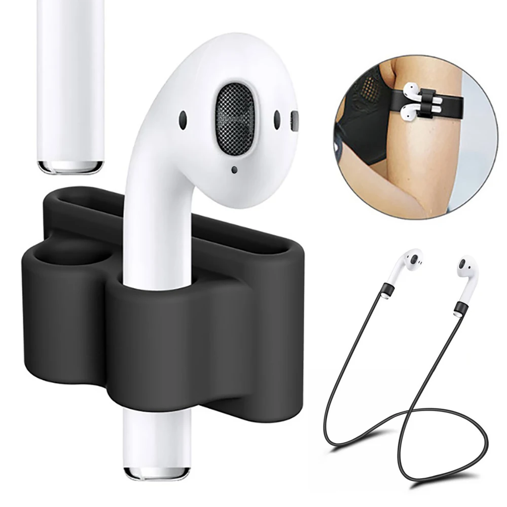 

Portable Anti-lost rope Silicone Stand Pouch headset Case Cover Holder for Apple Airpods Air Pods Wireless earphone Accessories