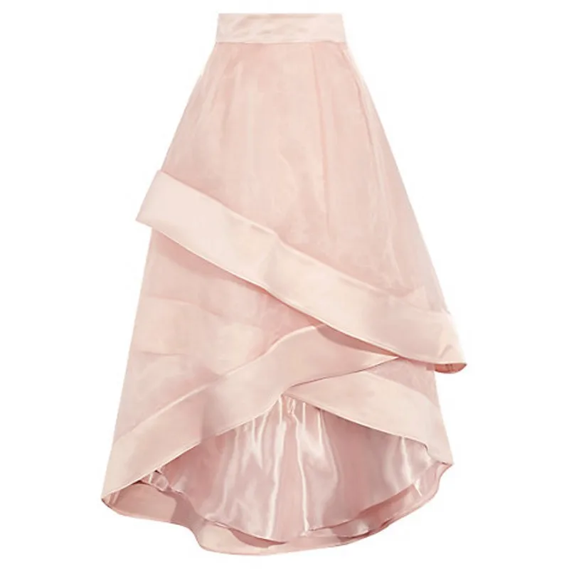 Розовый высокая низкая индивидуально изготовленная юбка из тюля ленты Талия на молнии пол Длина юбка макси элегантные длинные