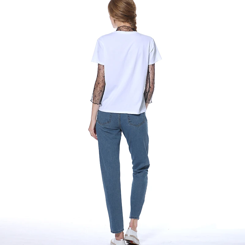 Suvance Модные Высокая талия Bf стиль Свободные женские джинсы прямого кроя качественные Весенние новые русские США Евро брюки