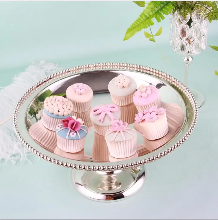 luxury 18inch sliver plated metal food serving tray wedding Dessert