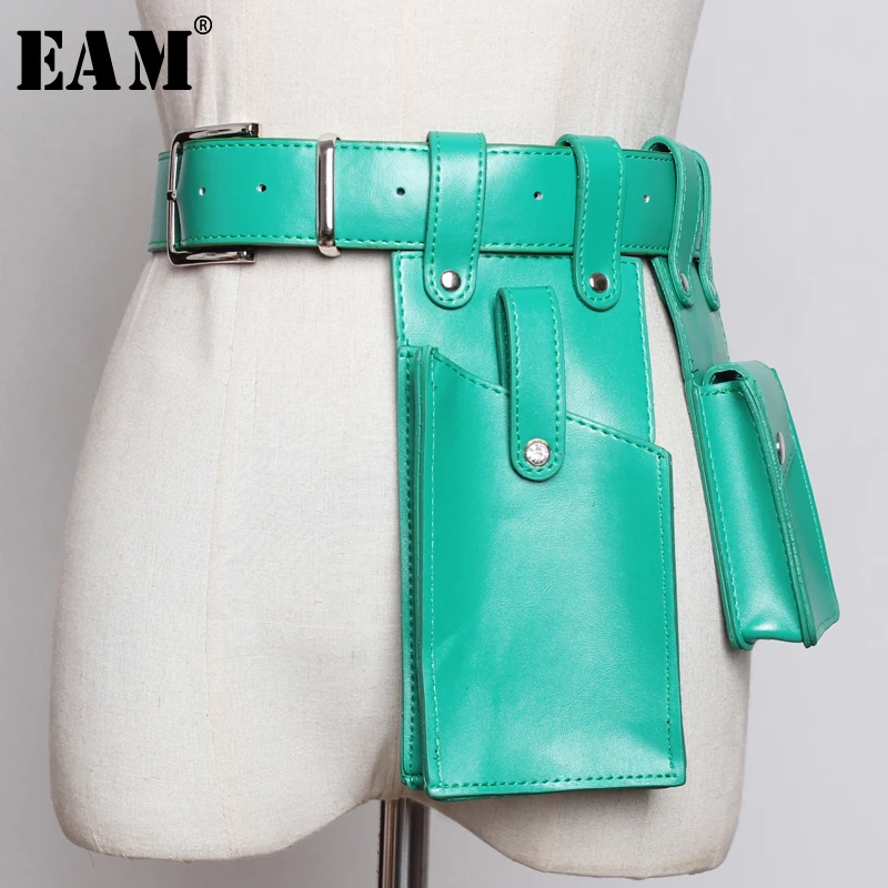 

[EAM] 2019 New Spring Summer Pu Leather Buckle Split Joint Mini-bag Personality Long Belt Women Fashion Tide All-match JW183