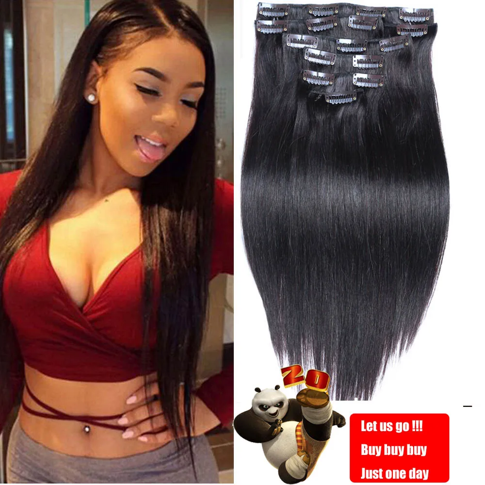 7A Luxury Brazilian Clip In Human Hair Extensions Natural Blends Hair