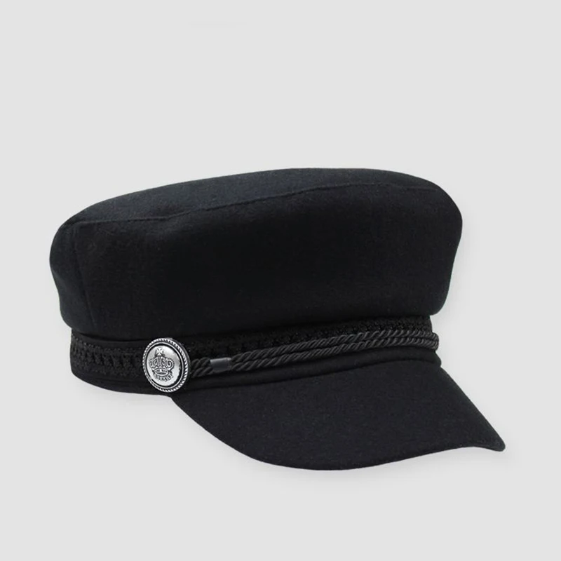 Фибоначчи высокое качество черная шерсть военная шапка осень зима унисекс кадетский Тактический плоский верх армейская шляпа
