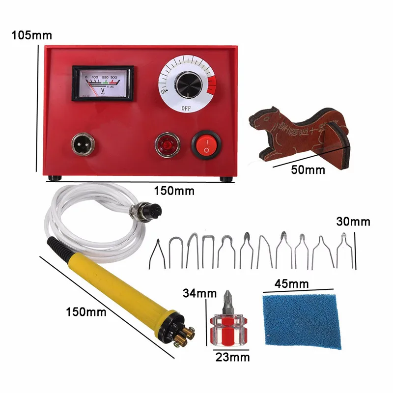 

220V 50W DIY Craft Multifunction Pyrography Machine with 1Pc Pyrography Pen Copper Heating Solder Tip Gourd Wooden Tool Set