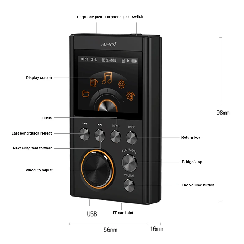 AMOI X10 MP3 плеер обновленная версия HIFI без потерь DSD музыкальный плеер MP3 Спорт Walkman