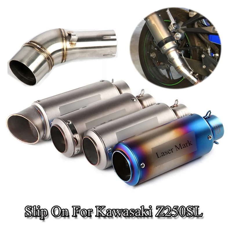 

For kawasaki Z250SL Motorcycle Exhaust System Modified Mid Elbow Link Pipe Connect 51mm Muffler Tail Pipe No DB killer Slip On