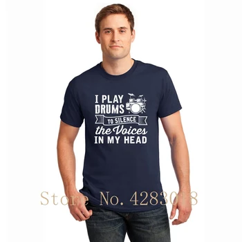 

Drummer I Play Drums To Silence Voices In My He T-Shirt Man Custom Humor Tee Shirt Sunlight Gents Big Size Xxxl Slogan Tee Top