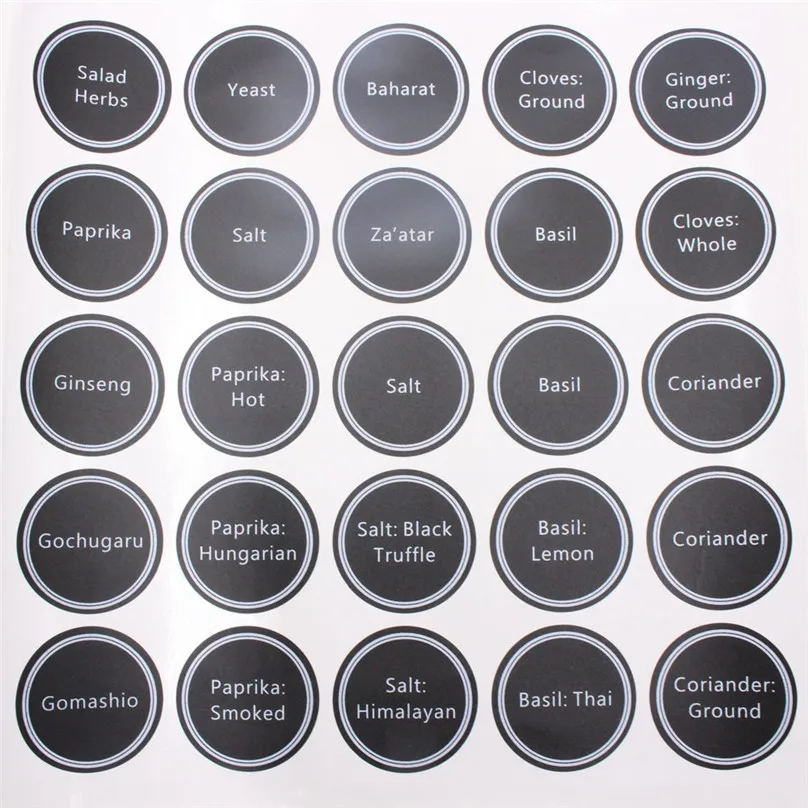 13pcs Printed Spice Jar and Pantry Label Set Chalkboard Round Stickers Write-on Labels Stickers #4M08 (5)