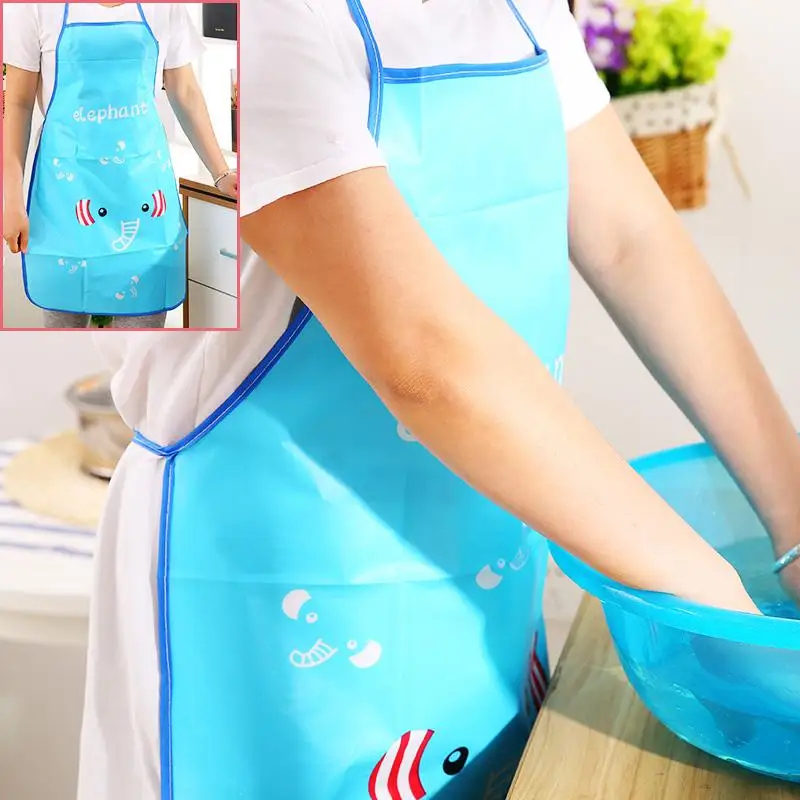 

New Oleophobic Cute Cartoon Apron Waterproof Kitchen Cooking Tool Bib Cartoon Aprons for Washing Dish Cloth Protect