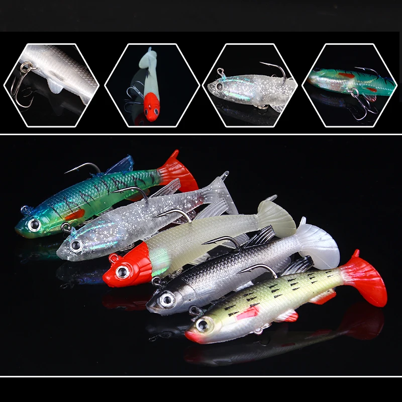 SEAPESCA 1 قطعة لينة الصيد إغراء 80 مللي متر 13.2g متوهجة الغوص سيليكون دودة شاد Pesca 5 ألوان الاصطناعي الصيد الطعم ZB96