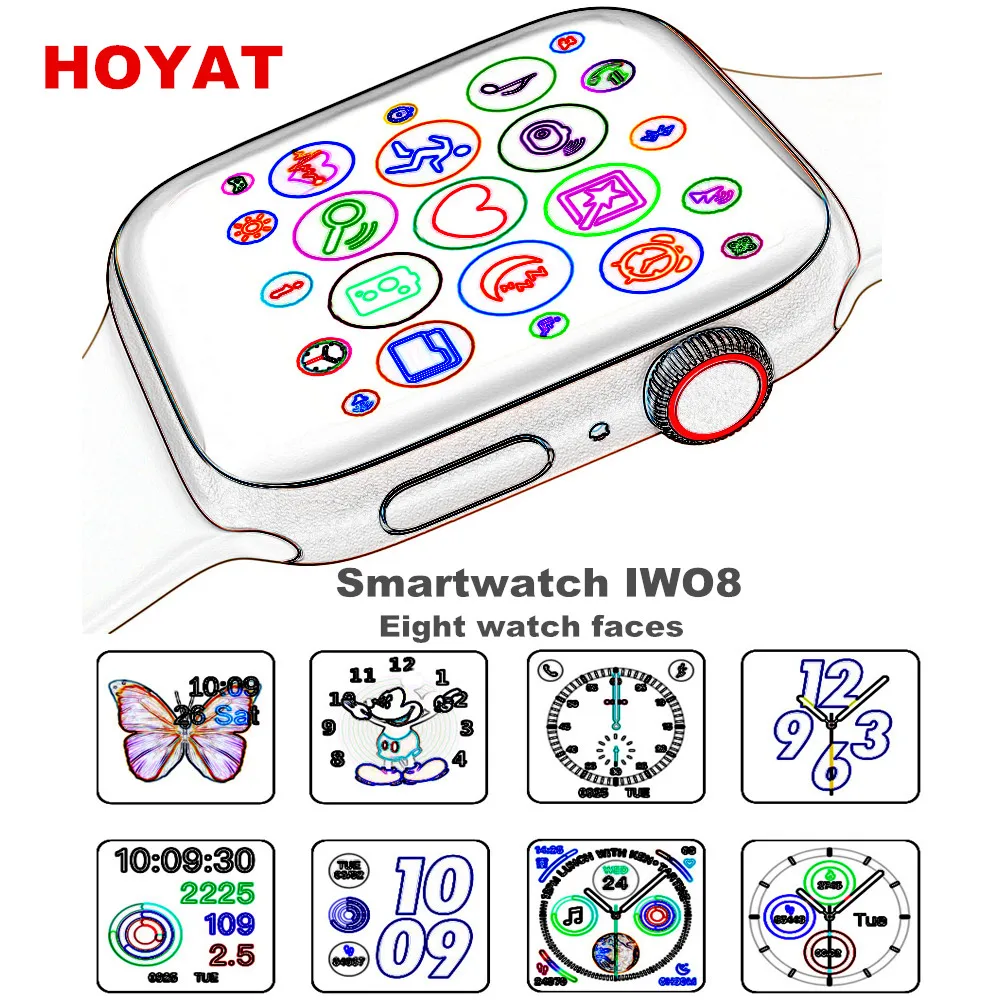 

2019 44mm size Smart Watch IWO 8 1:1 Series 4 Heart Rate Smartwatch IWO 6 5 upgraded Alloy matte case 8 clocks For iphone Huawei