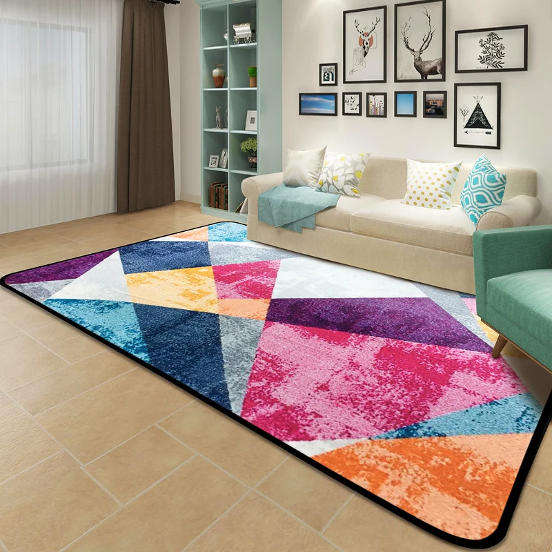 WINLIFE красочные сплайсированные ковры для гостиной, мягкие фланелевые ковры для гостиной, ковер с геометрическим дизайном - Цвет: ZZM6100