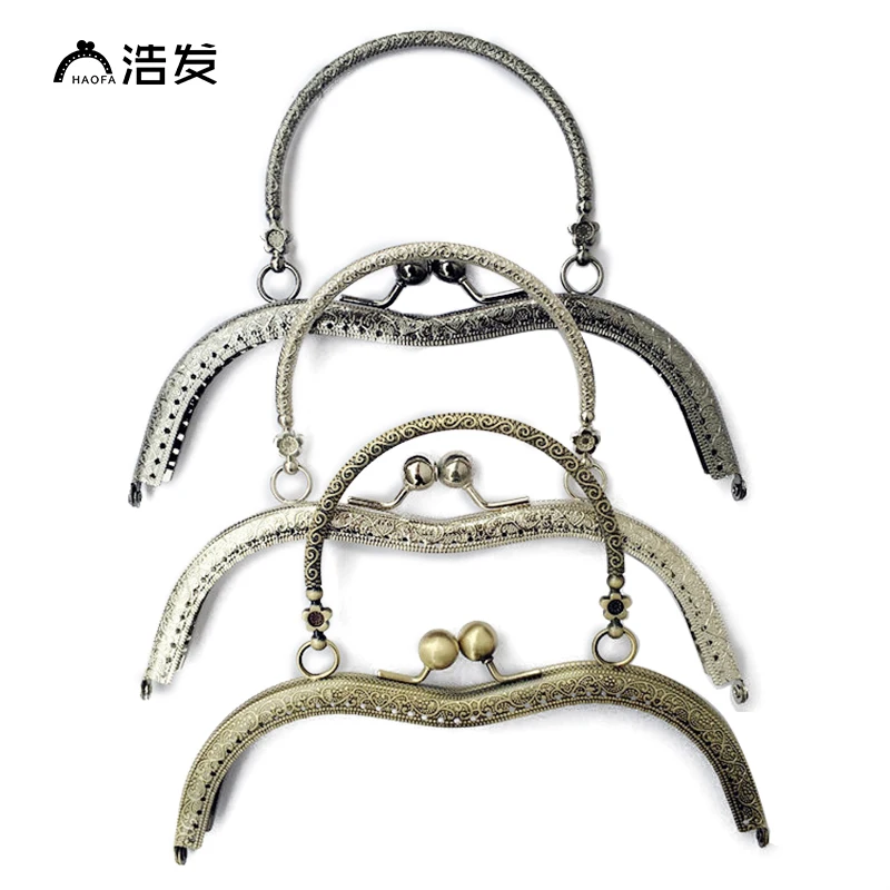 

HAOFA 19cm Accesories for Bag Semicircle Pattern Handle Antique Arc Arabesque Metal Purse Frame 3colours Factory Direct Sale
