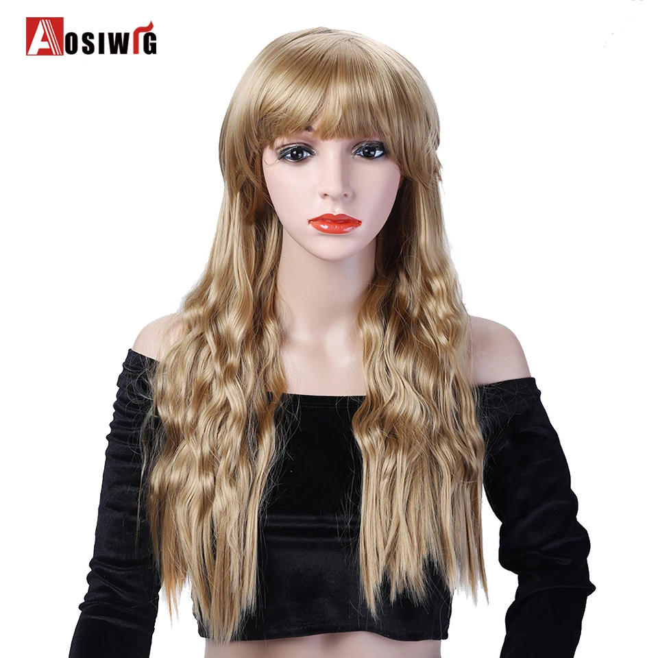 

AOSIWIG Long Curly Cosplay Wigs Natural Synthetic Wig with Bangs Heat Resistant Cosplay Wig for Women