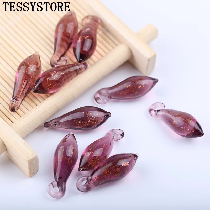 5pcs Transparent Water Drops Lampwork Beads Pendant Golden Starry Inside Glass For Jewelry Making Necklace Accessories | Украшения и