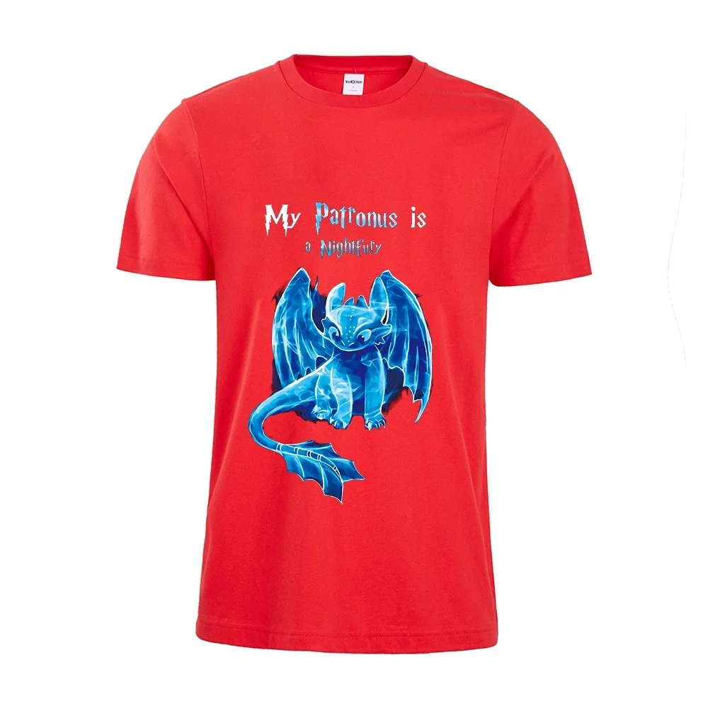 بلدي Patronus هو Nightfury تي شيرت مضحك بلا أسنان قميص الفيلم المشجعين قميص قصيرة الأكمام للجنسين تي شيرت مضحك المحملة