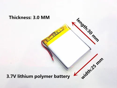 

3.7V,180mAH,[302530] PLIB;polymer lithium ion / Li-ion battery for mp3,MP4,speaker,voice recorder pen,smart watch