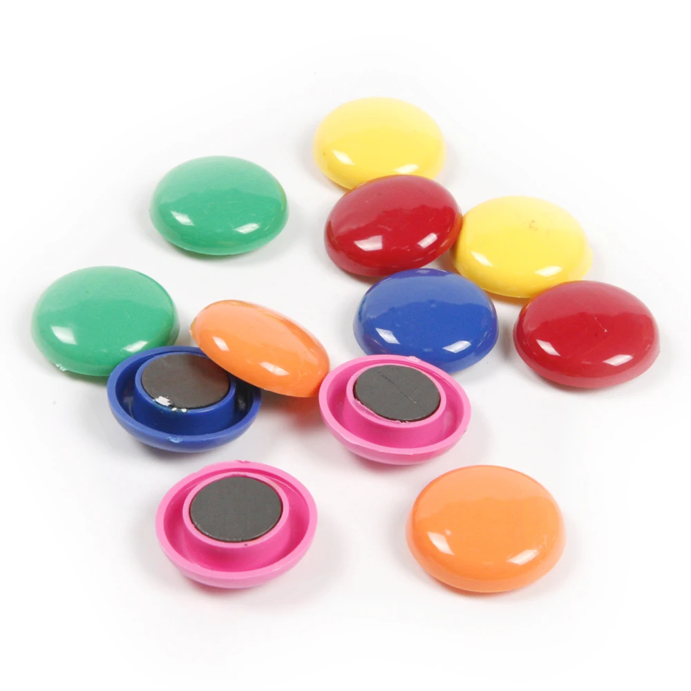 New Useful 12Pcs Colorful Circular Plastic Office Magnet Refrigerator 