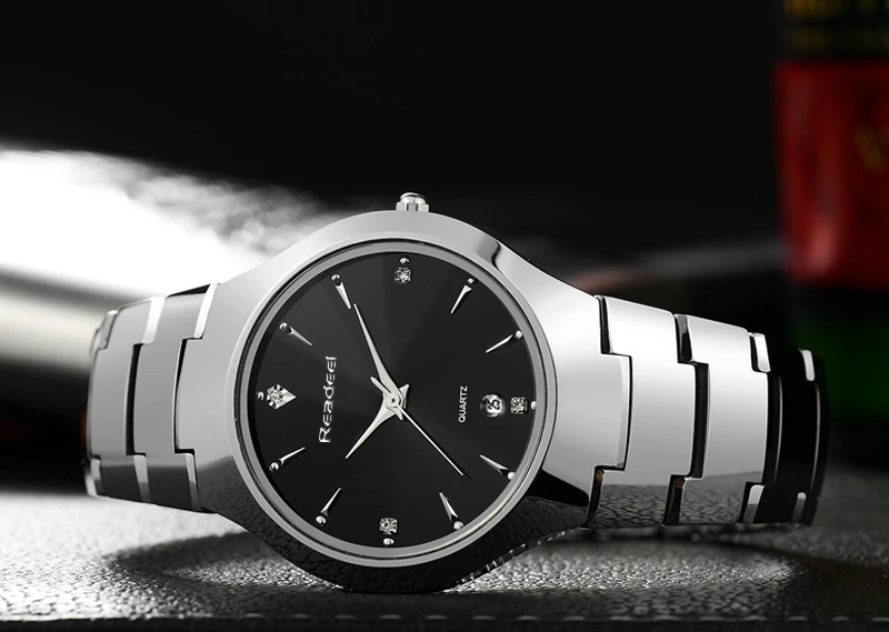 Relogio masculino Readeel люксовый бренд полный Вольфрам сталь аналоговый Дисплей Дата Мужские кварцевые часы бизнес часы мужские часы