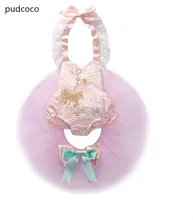 Cute Newborn Baby Girl Sequins Halter Rompers Tutu Skirt Princess Clothes Set Summer Toddler Sleeveless star