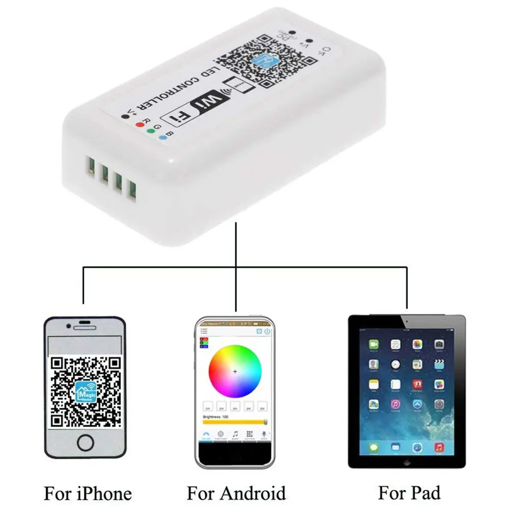 12 V-24 V светодиодный RGB Wi-Fi Управление; для светильник полосы 5050/3538 RGB светодиодный/лампа 3 канала смартфон для iOS/Android APP для Управление