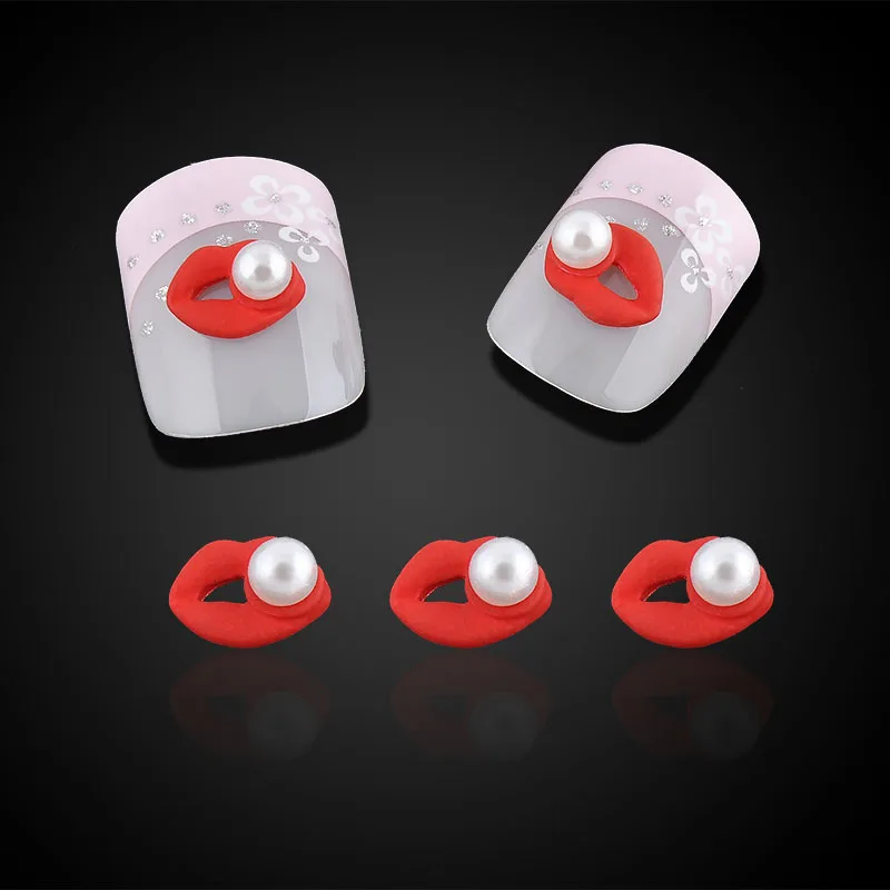 

10pcs/bag Sexy Red Lip Design Nail Art Decorations Pearl Acrylic 3d Nail Jewelry Charms For Nails Tools Free Shipping