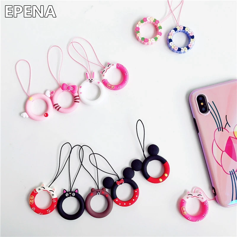 

Cute Doughnut Silicone Phone Strap Finger Ring for iPhone Huawei Samsung Xiaomi Cartoon Ring Pendant Mobile case Straps