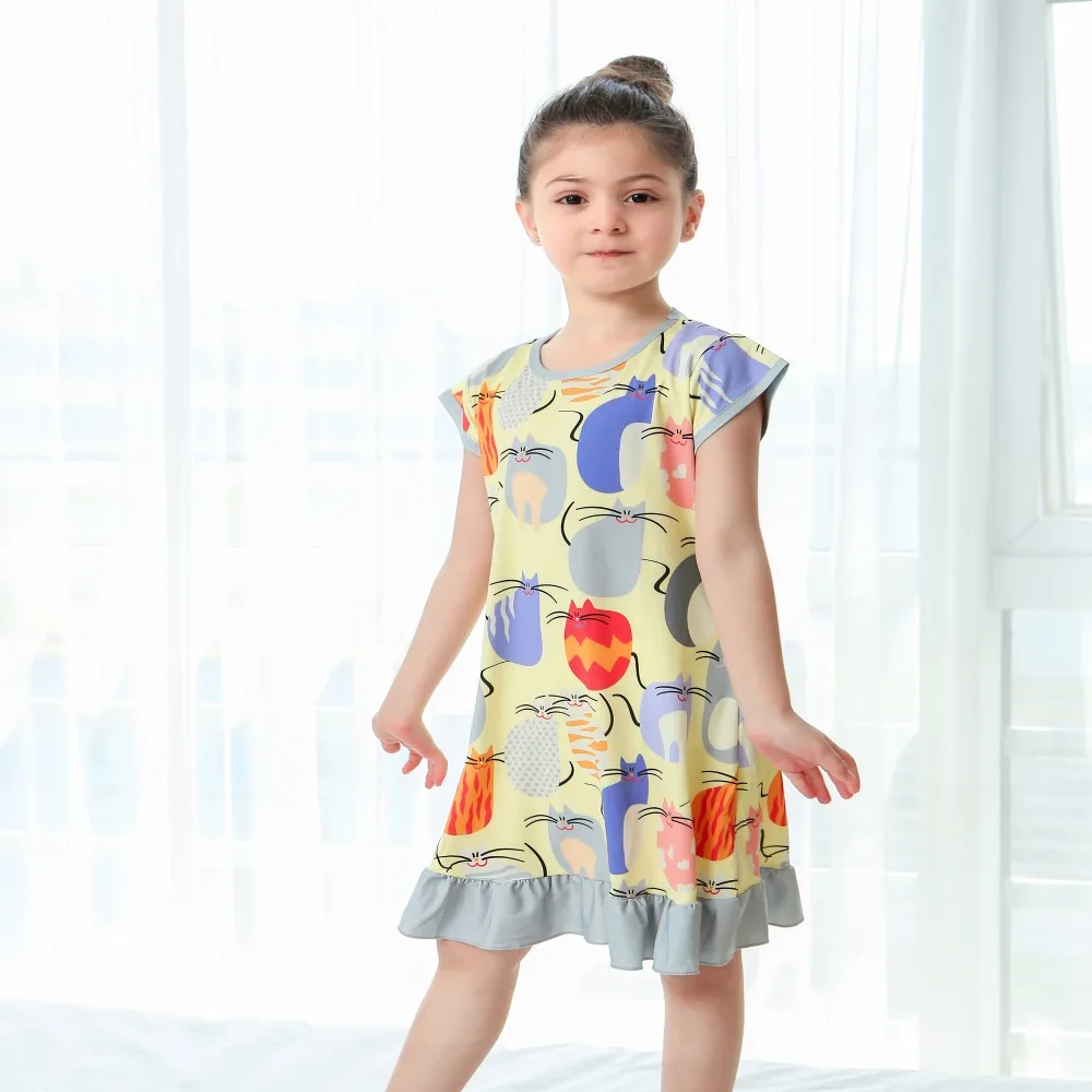 Модные новые детские пижамы детская одежда Enfant ночная рубашка Детское ночное платье Ночная рубашка для девочек