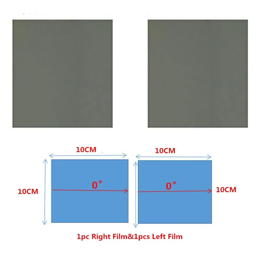 0 Degree Make Square 3D Circular Polarized Film For Game Boy,Non-adhesive Polarizer Filters Lens Film Sheets For Left&Right Eyes 