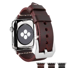 Pelle New Red Oil Wax Leather Watch Watchband For Apple Watch Bands 38mm 40mm 42mm 44mm iWatch Bracelet with Silver Buckle Pelle New Red Oil Wax Leather Watch Watchband For Apple Watch Bands 38mm 40mm 42mm 44mm iWatch Bracelet with Silver Buckle