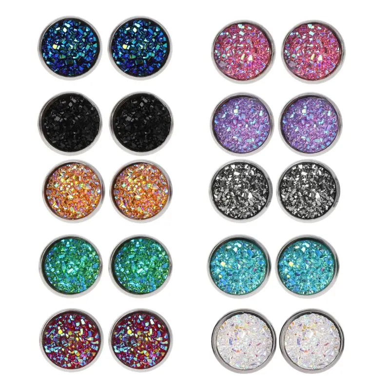 

Stainless Steel Shiny Austrian Crystal Round Ear Studs Earrings For Girls Women