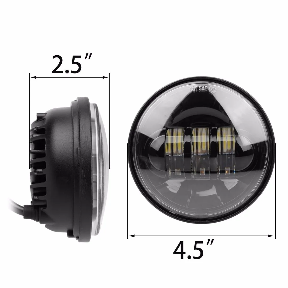 2 шт. X 4," светодиодный вспомогательный Точечный светильник, противотуманная фара, ходовой светильник, 4-1/2 дюймов, мото противотуманная фара для Harley Touring Road King Electra Glide