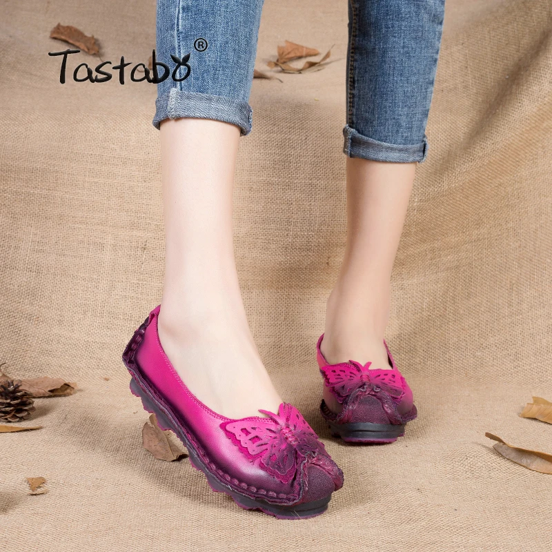 

Tastabo Butterfly Loafers Women Shoe Handmade Casual Shoe Woman Genuine Leather Soft Flat Spring Driving Shoe Women Flats