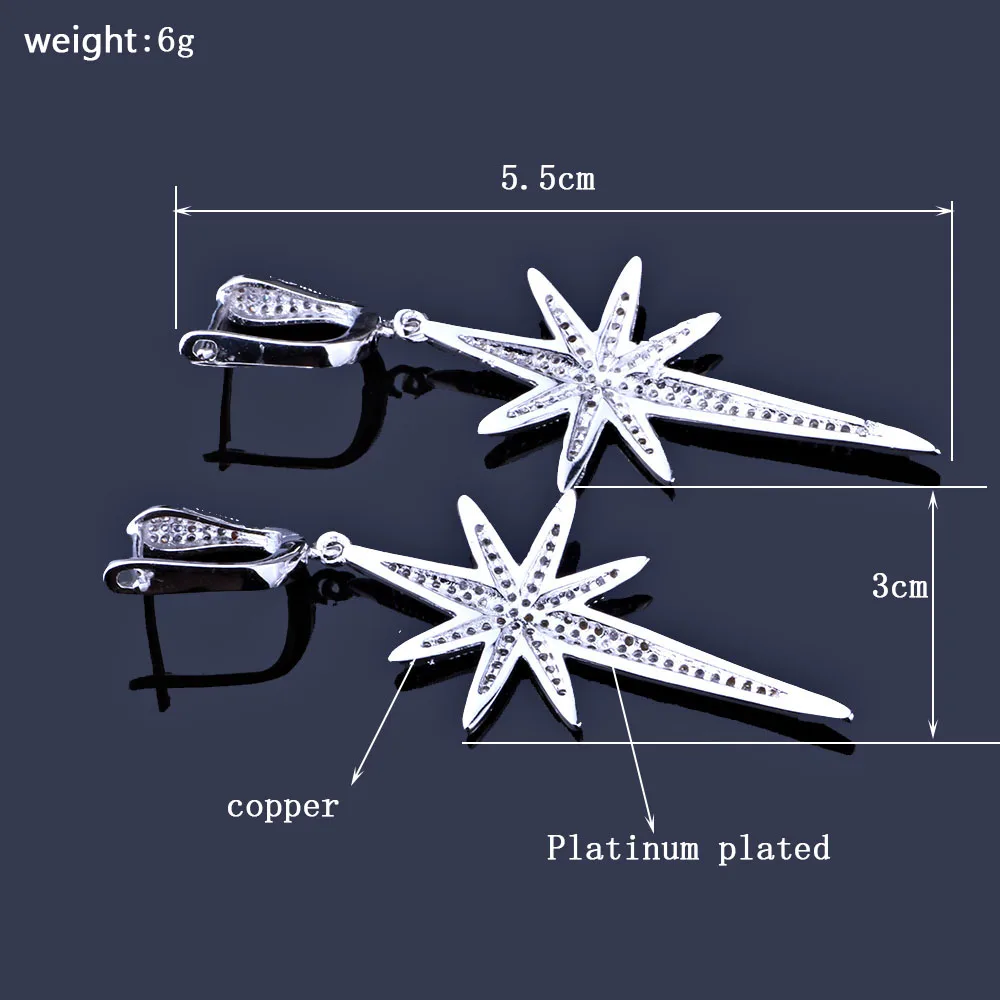 FARLENA Jewelry Starlight-shape Micro Zircon Crystal Drop Earrings for Women Wedding Party Accessory Luxury Long Earrings Female