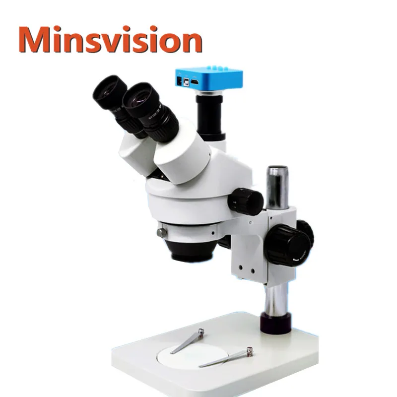 Minsvision 7X-45X Тринокулярный Стерео Зум-микроскоп 16 МП камера HDMI TF карта хранения 60 шт. микроскоп светильник кольцо