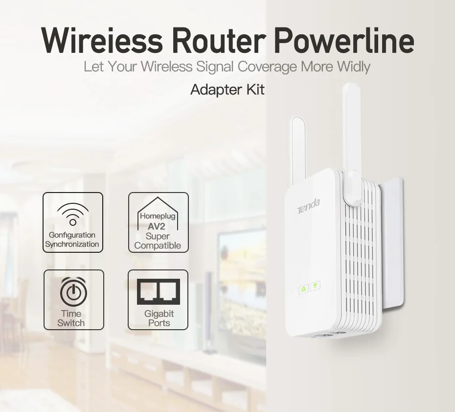 1 пара Tenda PH15 1000 Мбит/с Powerline Ethernet адаптер, PLC сетевой адаптер, беспроводной wifi удлинитель, IPTV, Homeplug AV, Plug and Play