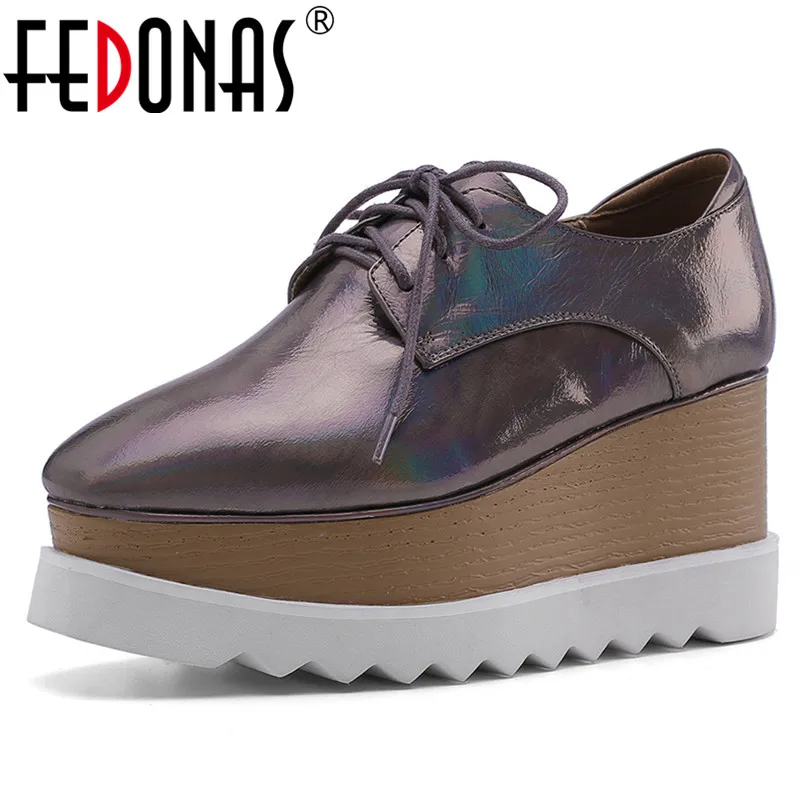 

FEDONAS Vintage Round To Platform Women Pumps Spring Summer Quality Genuine Leather Dancing Shoes Woman Comfortable High Heels