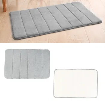 

New Bathroom Memory Foam Bath Mat Horizontal Stripes Rug Non-slip Coral Fleece Mat Soft Floor Carpet 40 x 60cm Free Shipping