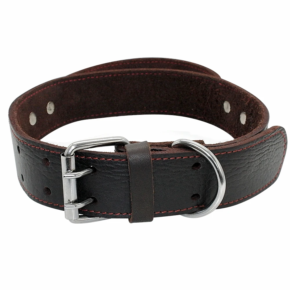 

Genuine Leather Dog Collar Durable Real Leather Training Collars For Medium Large Dogs Pets Pitbull With Quick Control Handle