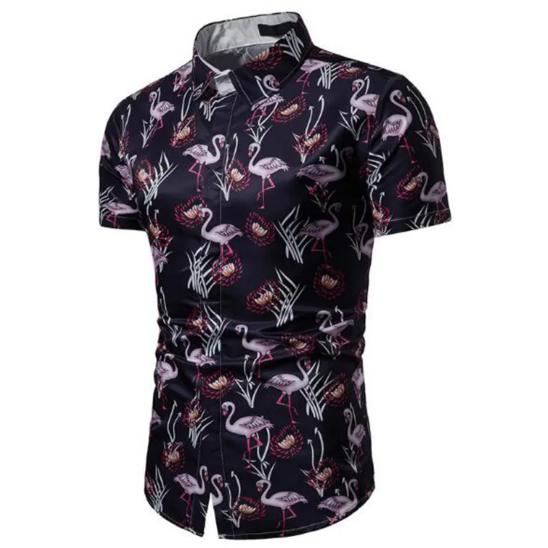 

Trend Men's Casual Birds 3D Print Short Sleeve Shirt Summer Youth Men's Shirt