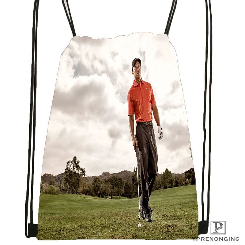 Custom Tiger Woods Drawstring Backpack Bag for Man Woman Cute Daypack Kids Satchel Black Back 31x40cm