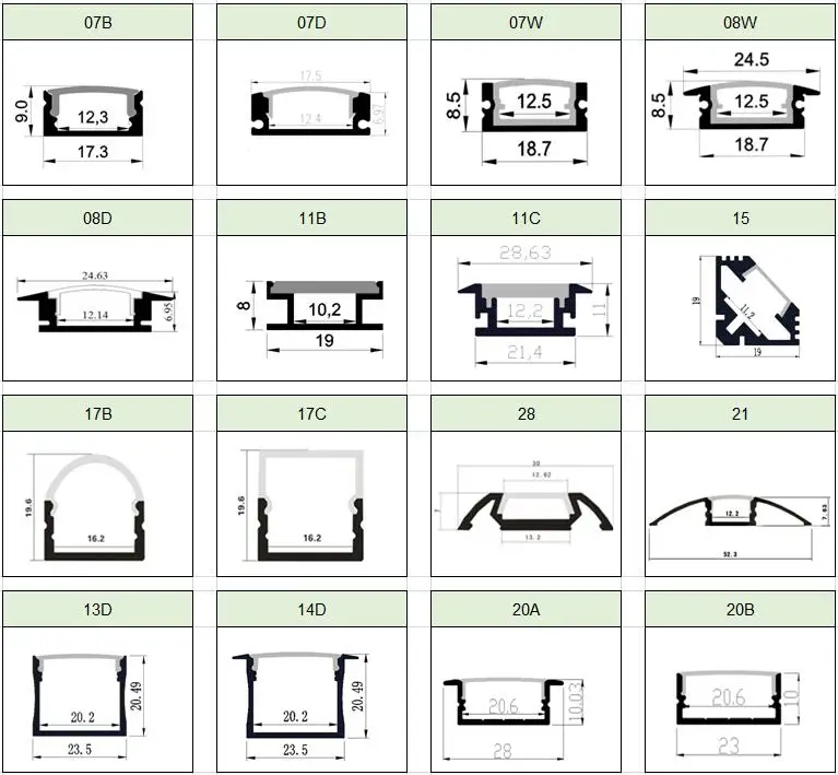 Модель 17C 10 шт. 1 м алюминиевый профиль для Светодиодный светильник Светодиодная лента светодиодный профиль алюминиевый корпус алюминиевый профиль для светодиодного освещения