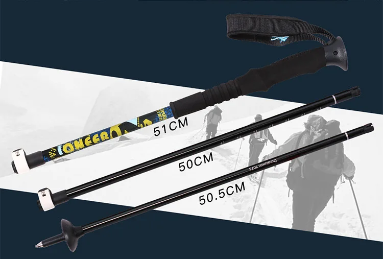 2pcs Pioneer Adjustable Carbon Fiber Aluminum Trekking Pole Hiking