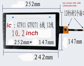 

NEW ZHC-0610B-PET XY-PG9018-FPC 10.2inch 252*147mm capacitive navigation screen DVD car navigation screen IC:GT911 6 pin/12PIN