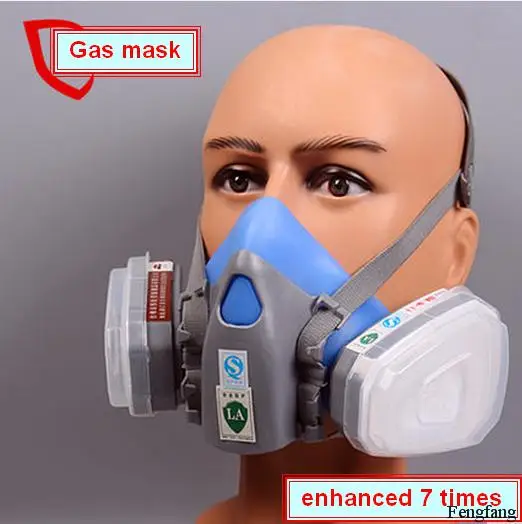 7 костюм из 2 предметов респираторная маска противогаз силиконовый синий Углеродный фильтр для маски краски распыления пестицидов Промышленная защитная аспираторная маска