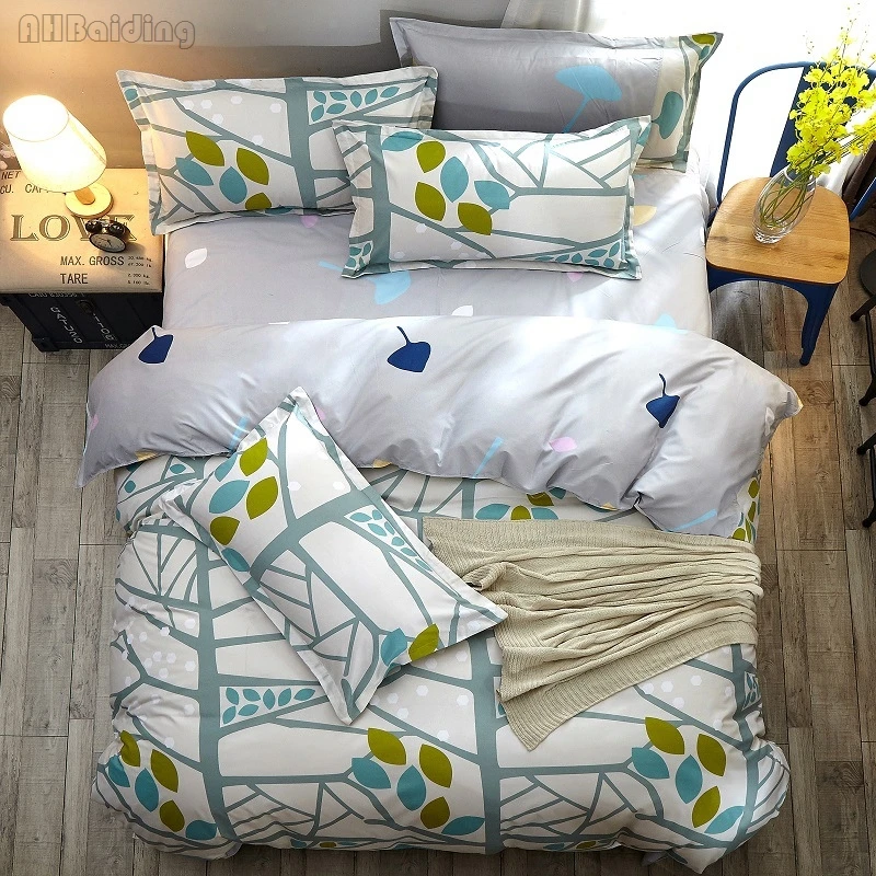 

Home Textile Green Tree Leaves Printed Bedding Set Twin Full Queen King Size Bed Set Bedclothes Duvet Cover Bed Sheet Pillowcase