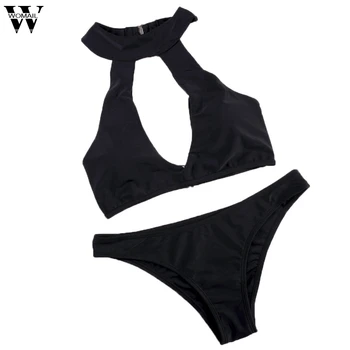 

Womail swmsuit Women summer Solid Set Comfortable Female Swimdress Push-Up Padded Bra Beachwear Bathing Suit M8