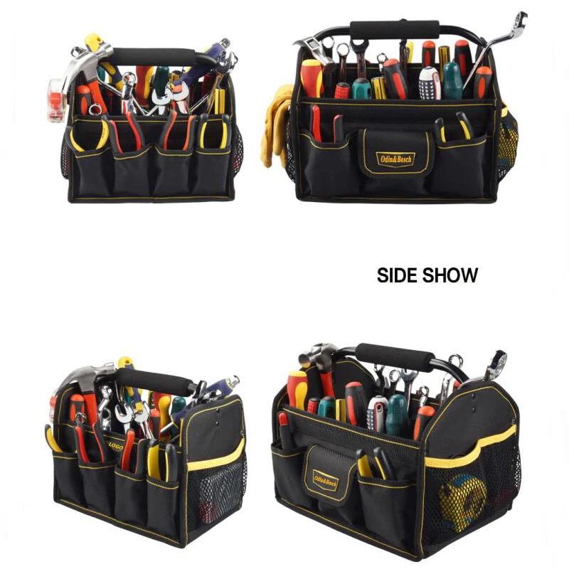 Odin&Bosch Cheap empty portable hardware mechanic us general open tool bag with metal hand