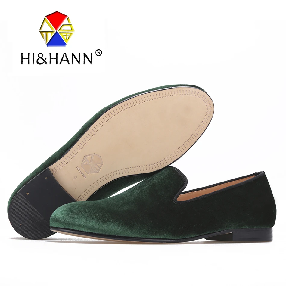 Luxurious Handmade Green velvet men loafers men dress shoes with
